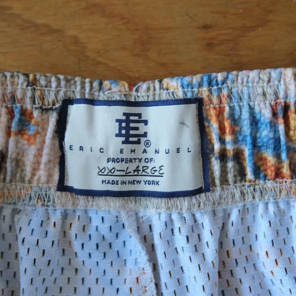 Eric Emanuel Shorts Mens Multi Tapestry Print Mesh Streetwear XXL Basic